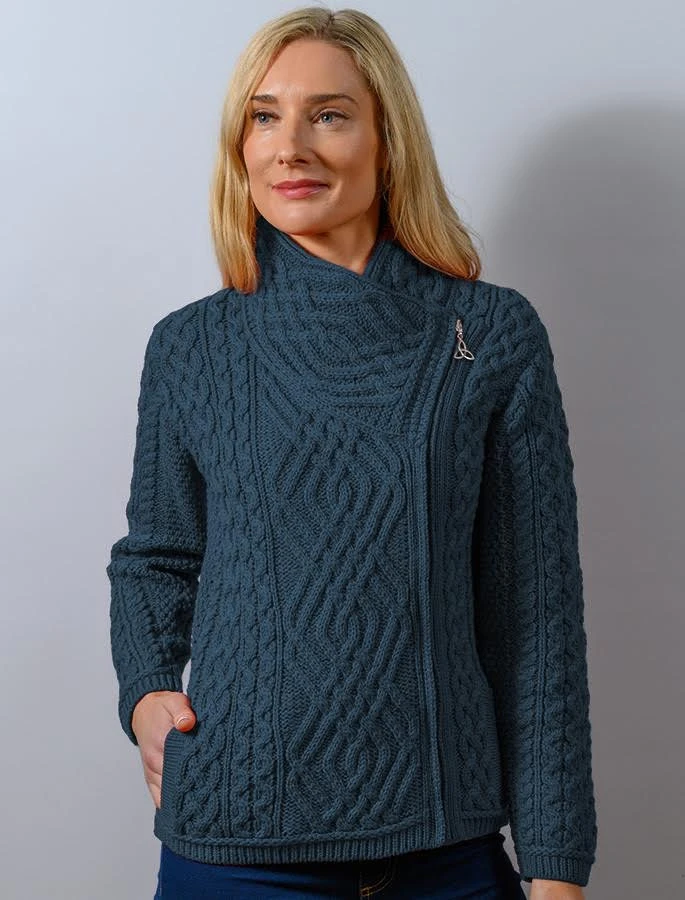 Aran Jacket With Celtic Knot Side Zip - Image 3