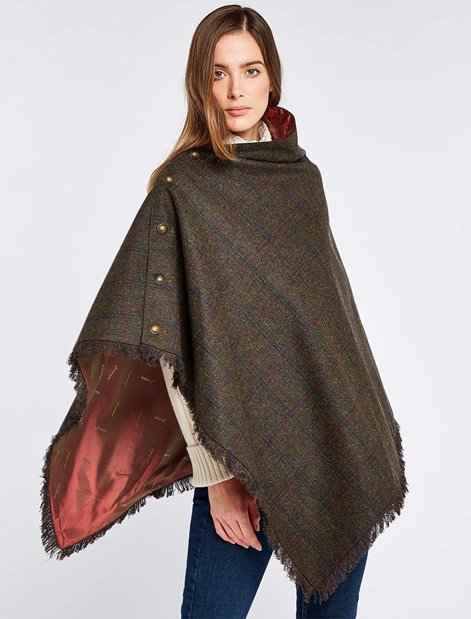 Hazelwood Pure Wool Tweed Poncho - Hemlock - Image 4