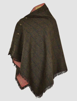 Hazelwood Pure Wool Tweed Poncho - Hemlock