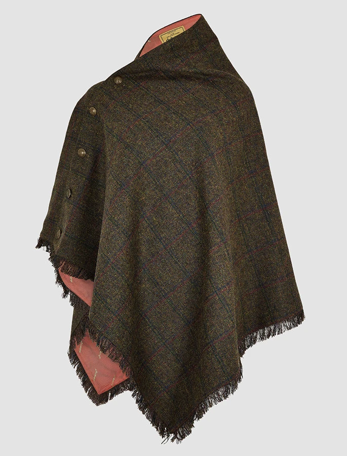 Hazelwood Pure Wool Tweed Poncho - Hemlock