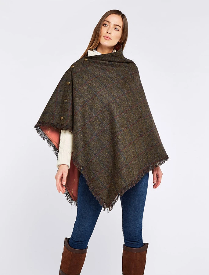 Hazelwood Pure Wool Tweed Poncho - Hemlock - Image 2