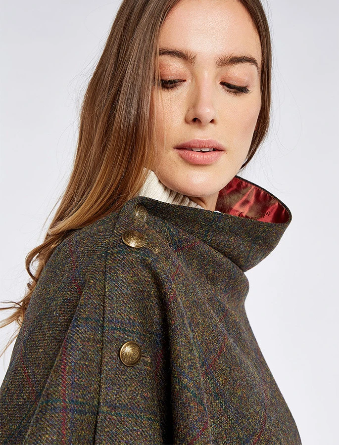 Hazelwood Pure Wool Tweed Poncho - Hemlock - Image 3