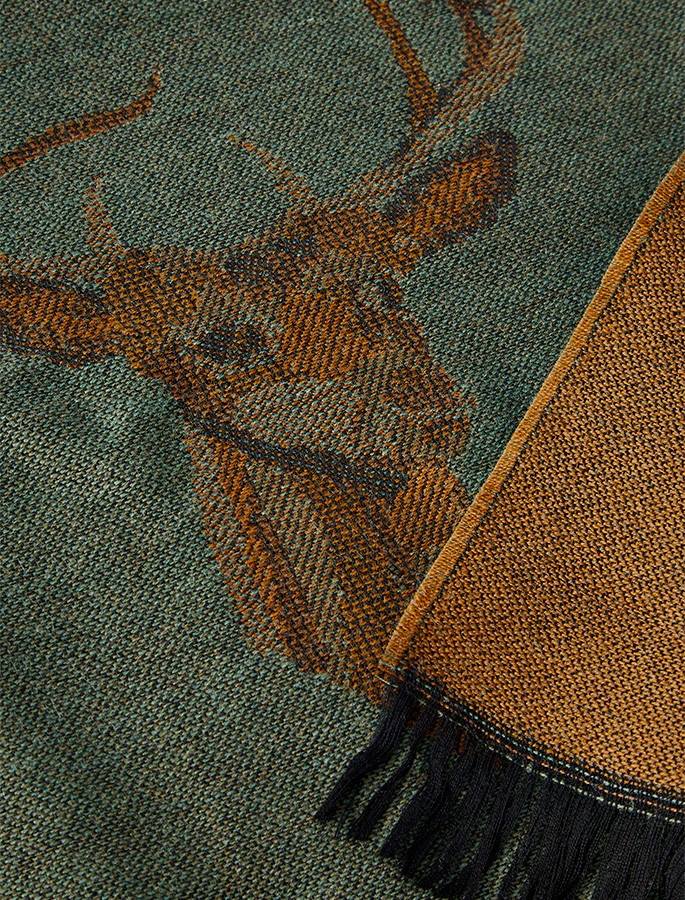 Heatherbell Wool Tweed Fringed Stole - Dusky Green - Image 5