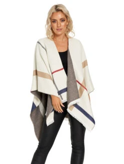 Jacquard Fringed Shawl - Multi White