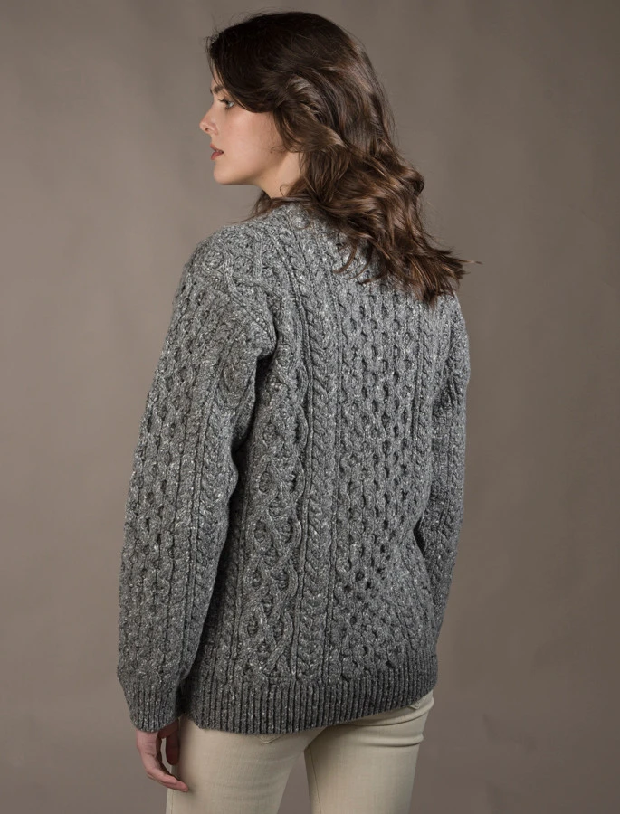 Women's Oversized Wool Cashmere Aran Sweater - Image 13