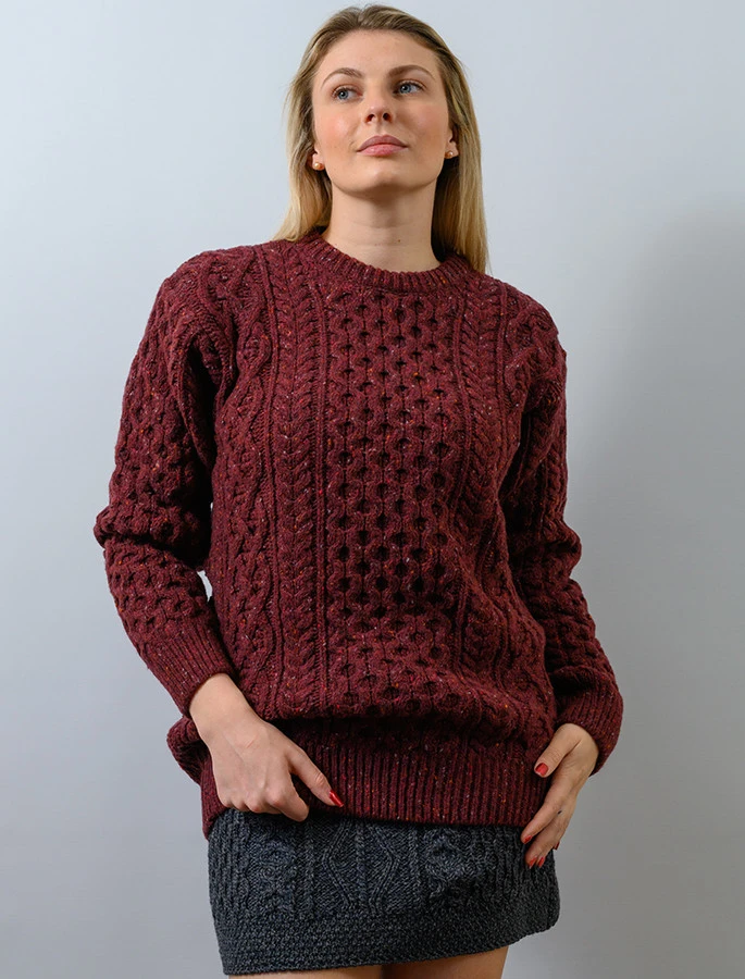 Women's Oversized Wool Cashmere Aran Sweater - Image 18