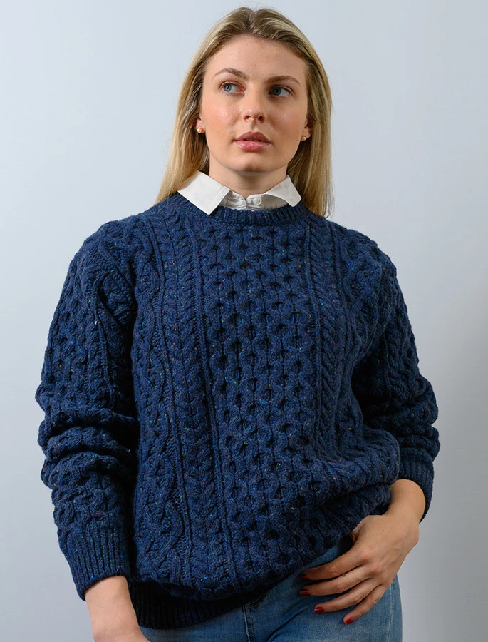 Women's Oversized Wool Cashmere Aran Sweater