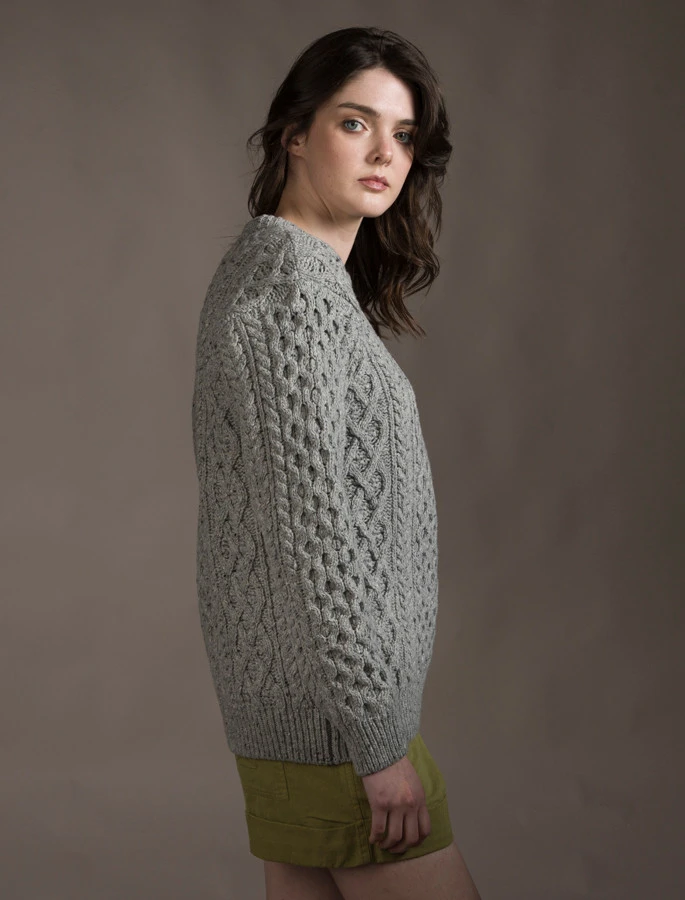 Women's Oversized Wool Cashmere Aran Sweater - Image 7