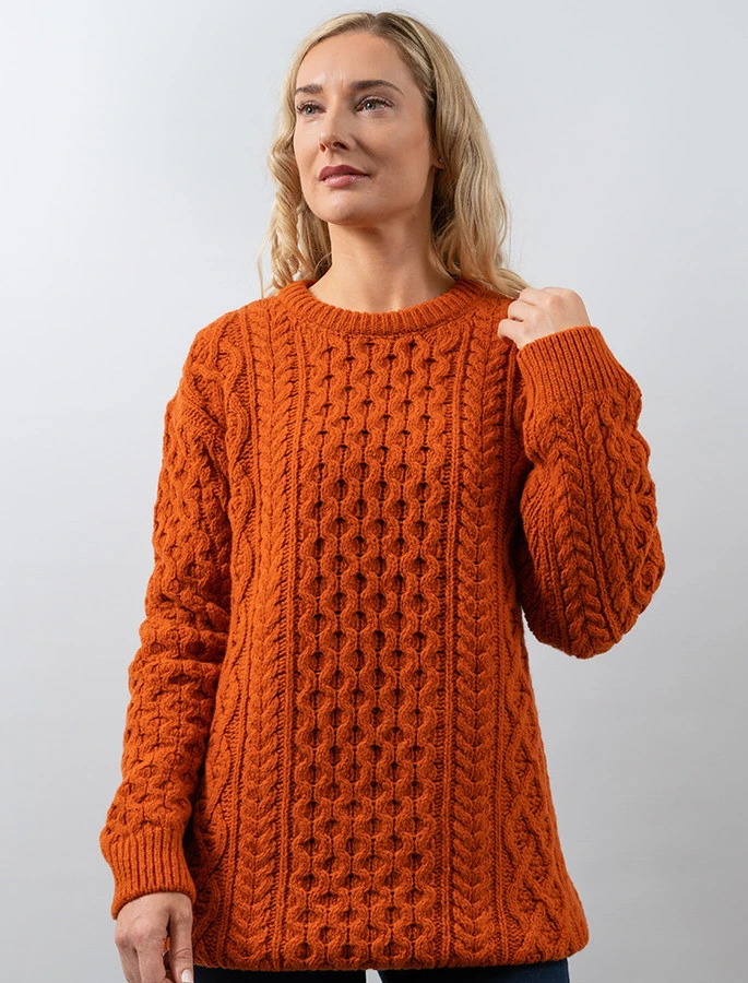 Women's Oversized Wool Cashmere Aran Sweater - Image 17