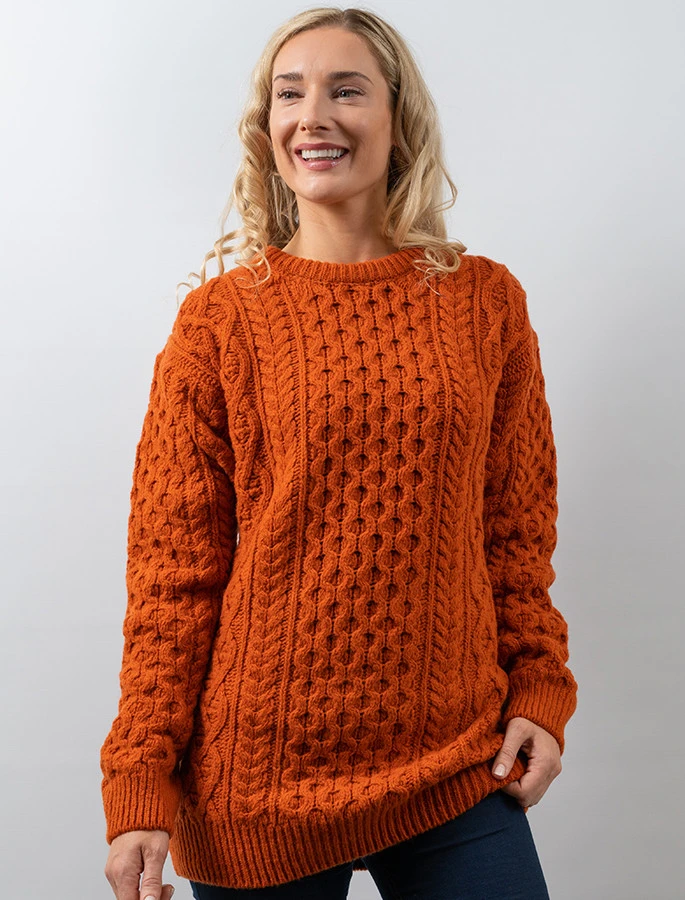 Women's Oversized Wool Cashmere Aran Sweater - Image 10