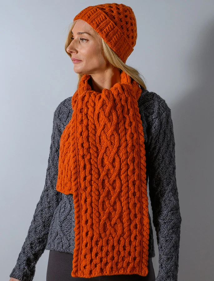 Women's Wool Cashmere Aran Honeycomb Scarf - Image 2
