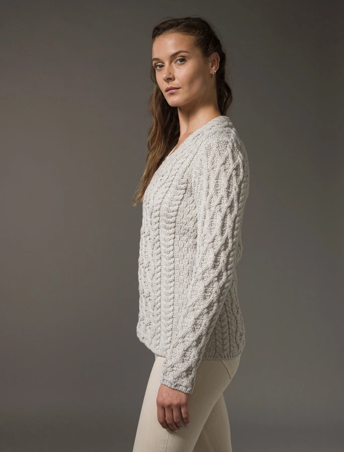Lattice Cable V Neck Sweater