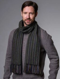 Alpaca Scarf - Charcoal Mustard & Lilac