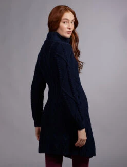 Women's Aran Long Button Cable & Diamond Coat