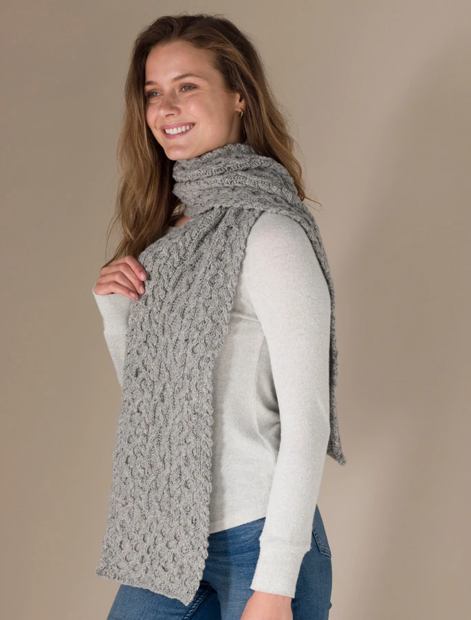 Women's Wool Cashmere Aran Honeycomb Scarf - Image 13