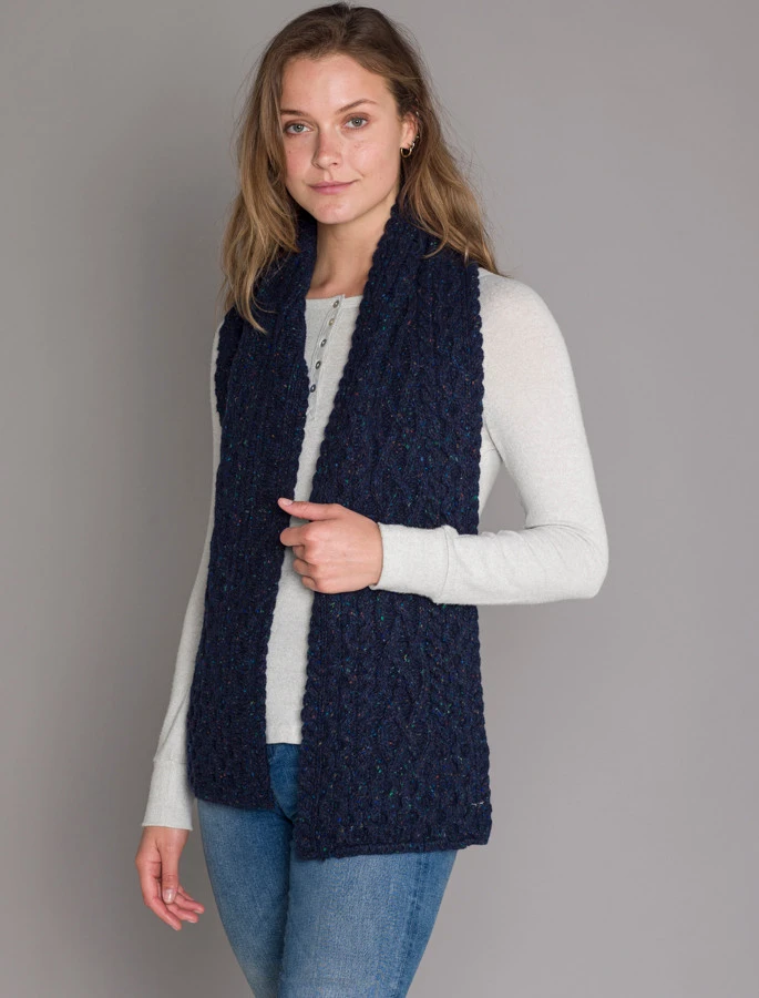 Women's Wool Cashmere Aran Honeycomb Scarf - Image 9