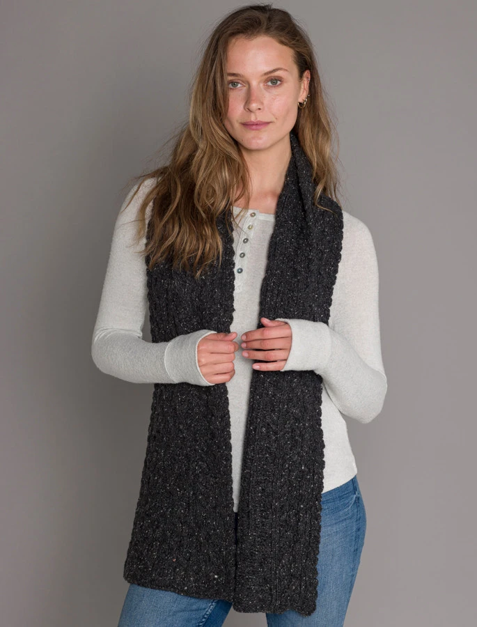 Women's Wool Cashmere Aran Honeycomb Scarf - Image 14