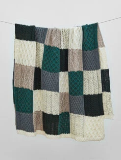 Multi-Tone Aran Patchwork Throw