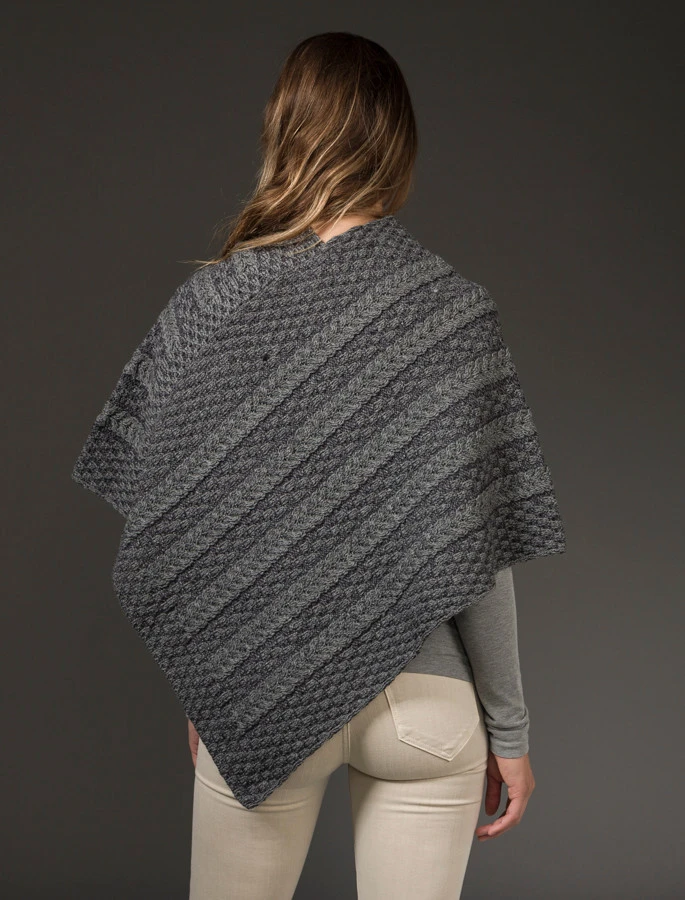 Plated Aran Poncho With Button Detail - Image 14
