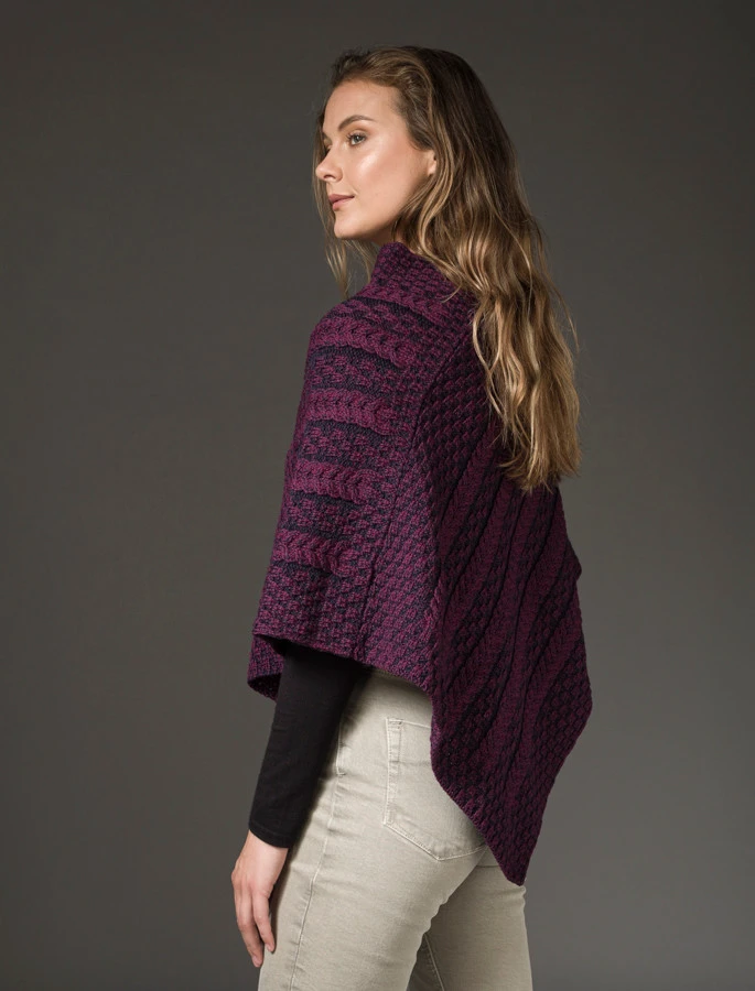 Plated Aran Poncho With Button Detail - Image 15