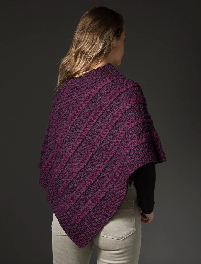 Plated Aran Poncho With Button Detail - Image 5