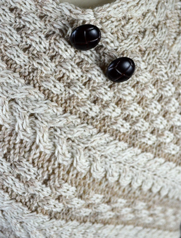 Plated Aran Poncho With Button Detail - Image 7
