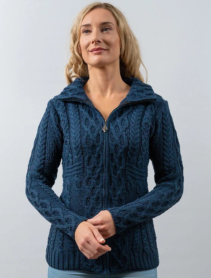 Cable Aran Cardigan With Zipper - Image 9