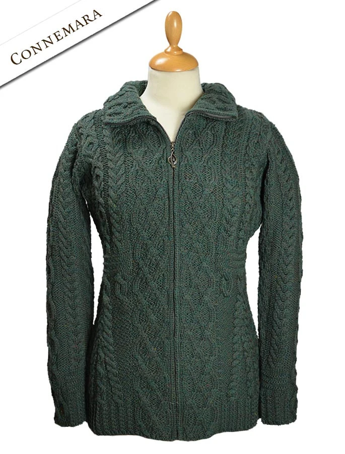 Cable Aran Cardigan With Zipper - Image 4