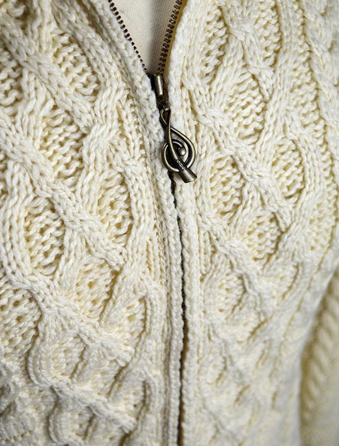 Cable Aran Cardigan With Zipper - Image 2