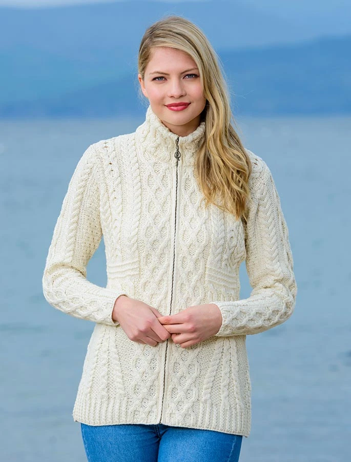 Cable Aran Cardigan With Zipper - Image 11