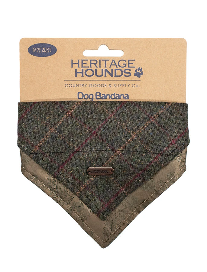 Irish Heritage Tartan Doggy Bandana - Green Box Check - Image 3