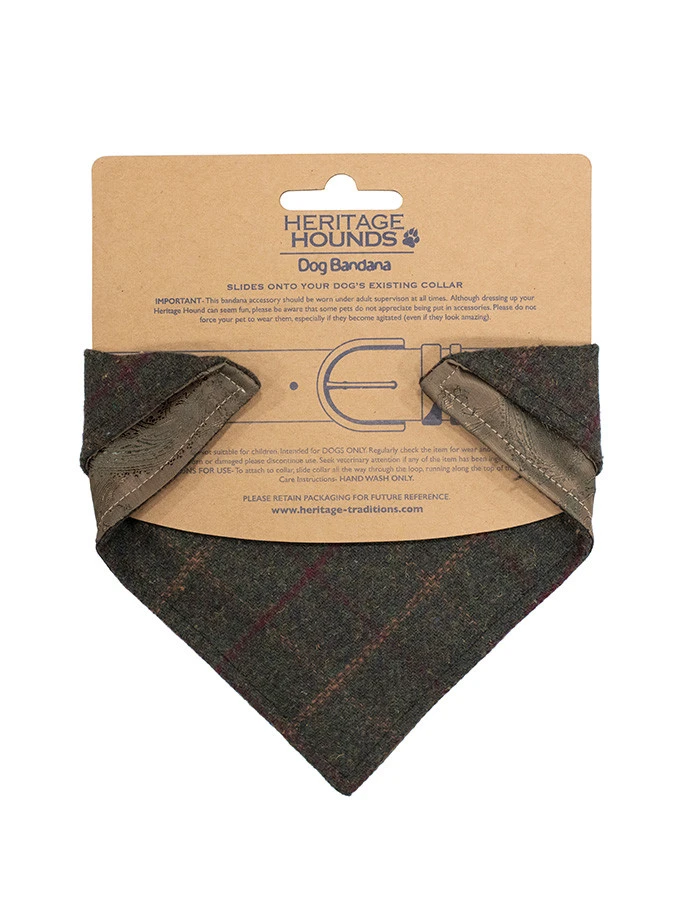 Irish Heritage Tartan Doggy Bandana - Green Box Check - Image 2