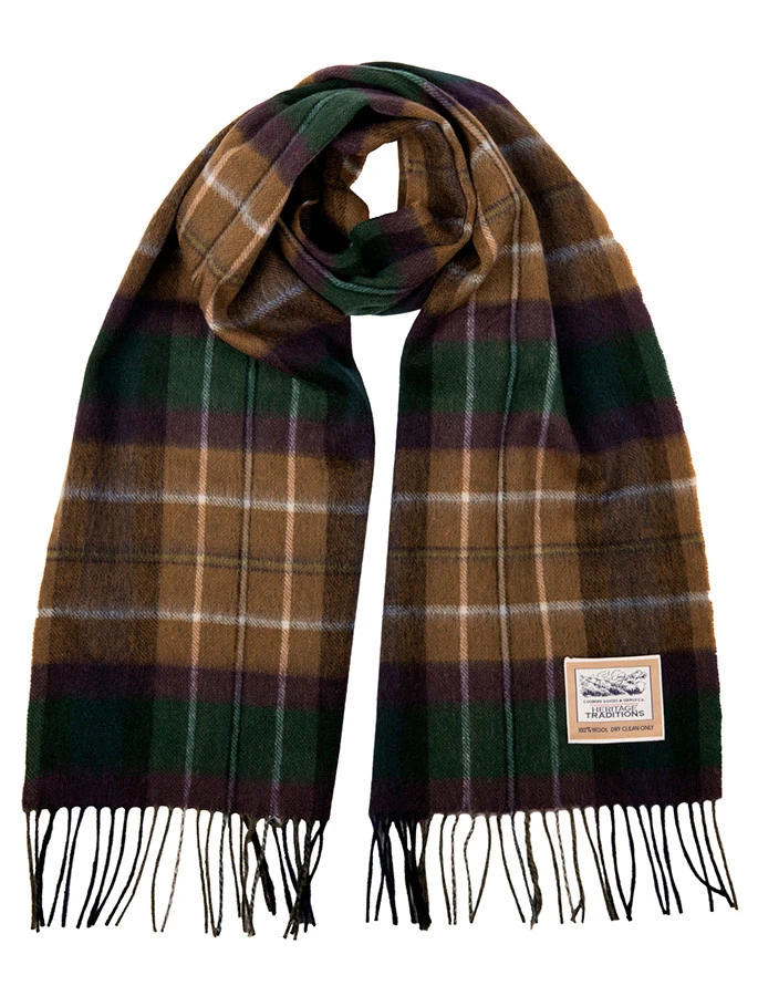 Pure Wool Tartan Check Scarf - Country Purple - Image 2
