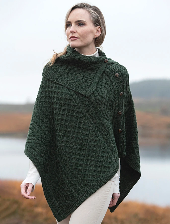 Ladies Merino Button Poncho - Image 8