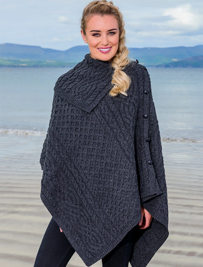 Ladies Merino Button Poncho - Image 16