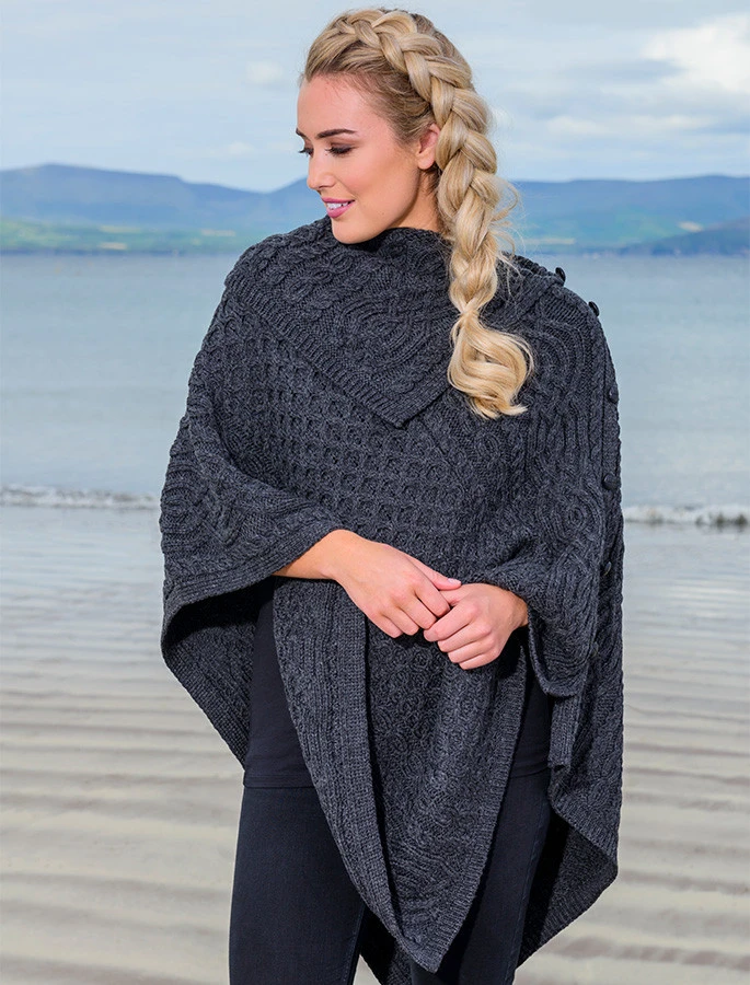 Ladies Merino Button Poncho - Image 17