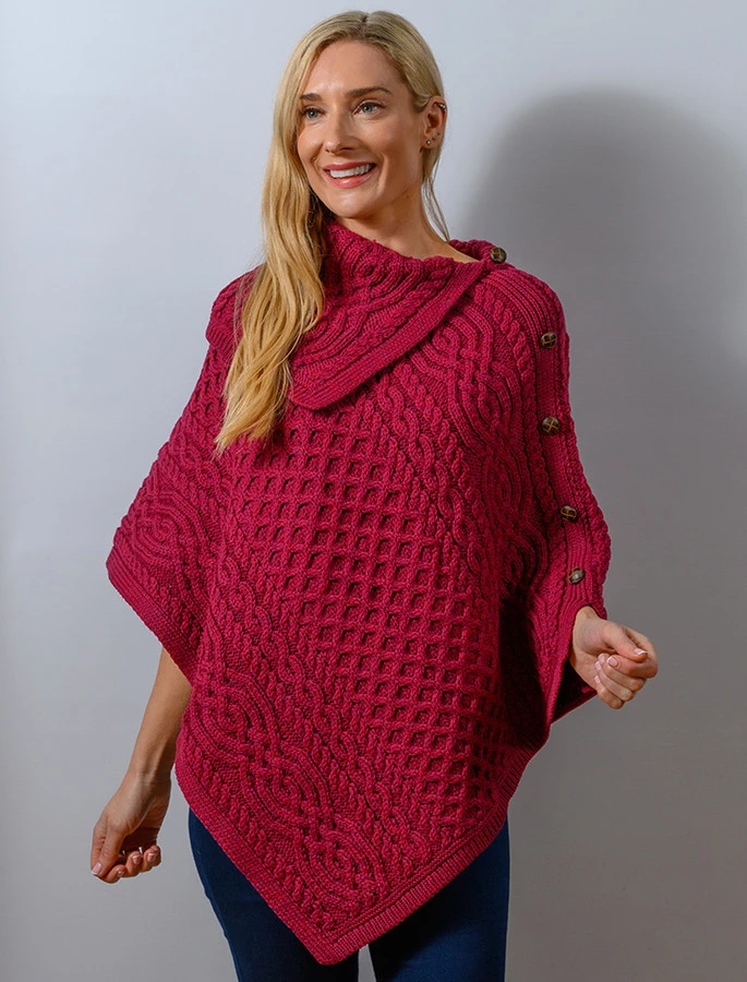 Ladies Merino Button Poncho - Image 9