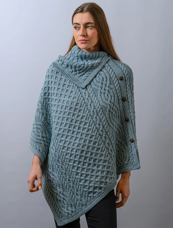 Ladies Merino Button Poncho - Image 5
