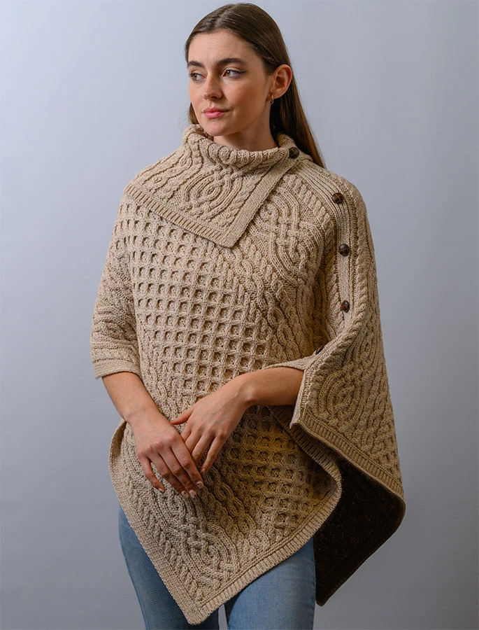 Ladies Merino Button Poncho - Image 11