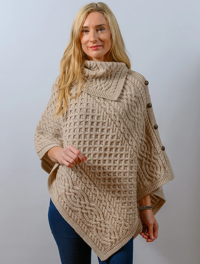 Ladies Merino Button Poncho - Image 18