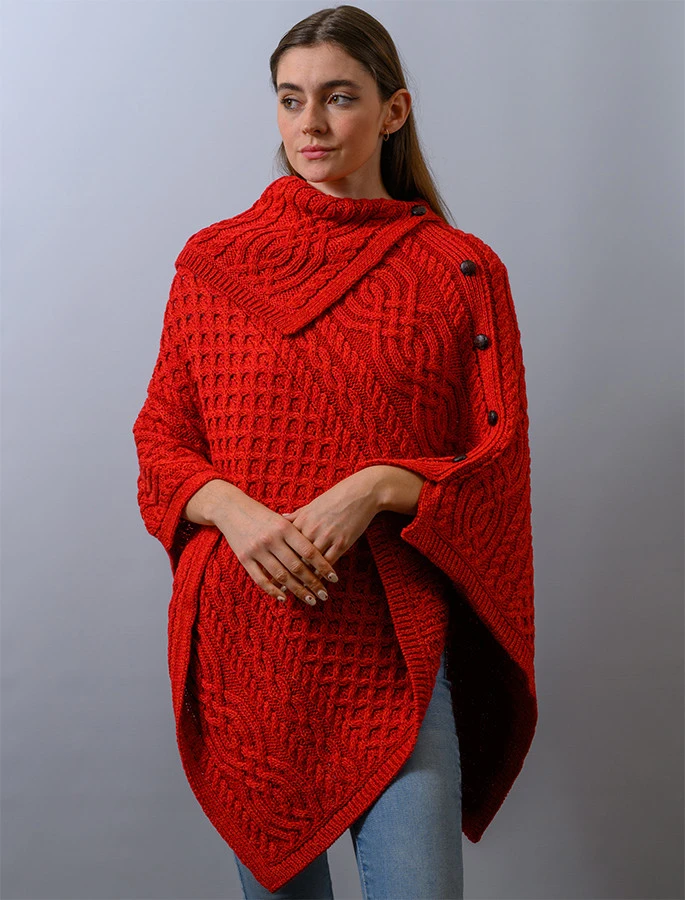 Ladies Merino Button Poncho - Image 4
