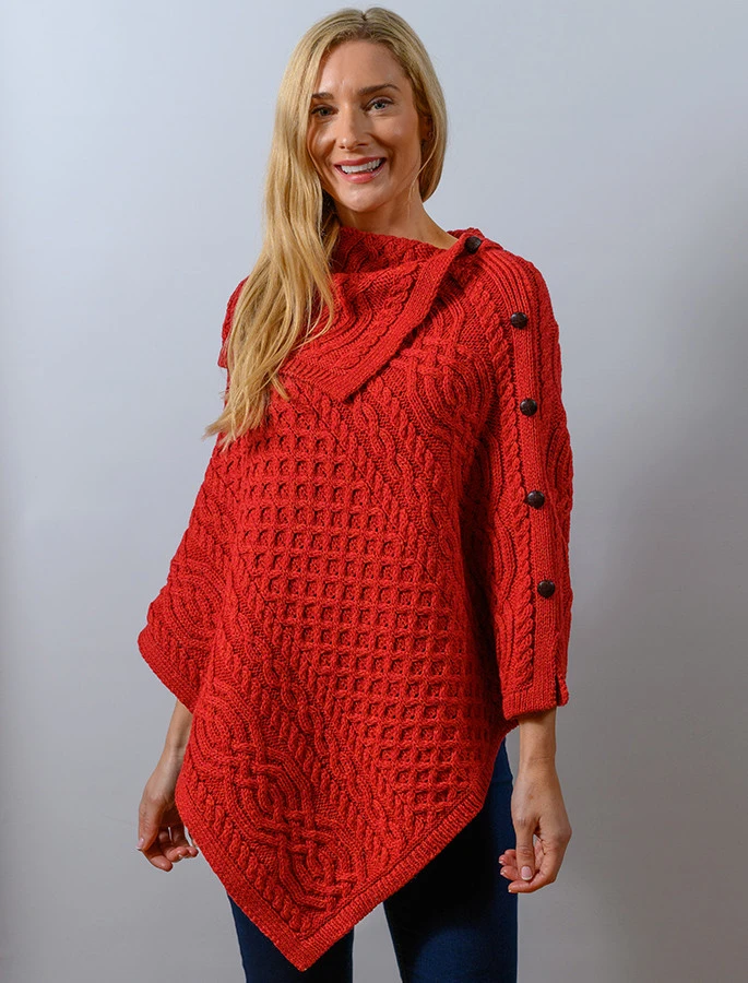 Ladies Merino Button Poncho - Image 2