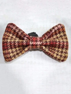 Tweed Wool Dog Dicky Bow - Pink & Amber Plaid
