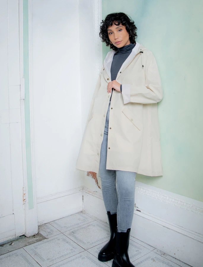 Fiadh Ladies Waterproof 3/4 Coat - Pearl