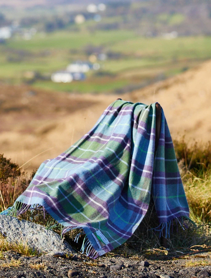 Lambswool Throw - Connemara Green Blue & Purple - Image 2