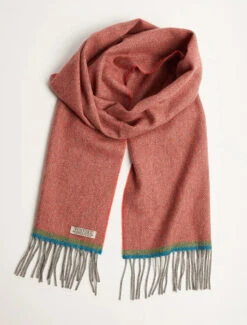 Lambswool Scarf - Terracotta Herringbone