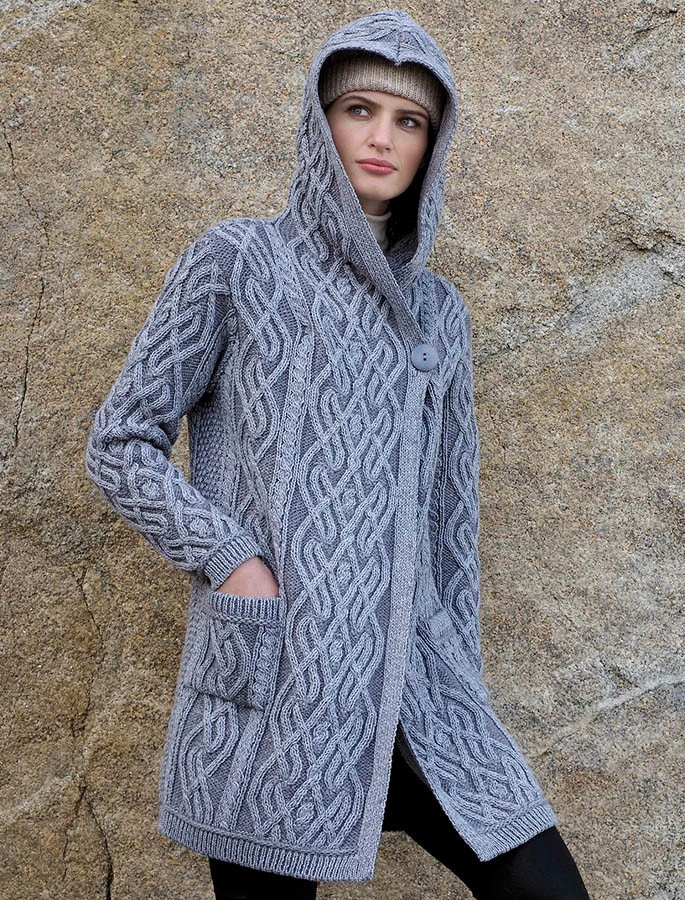 Plaited One Button Coat With Hood - Image 4
