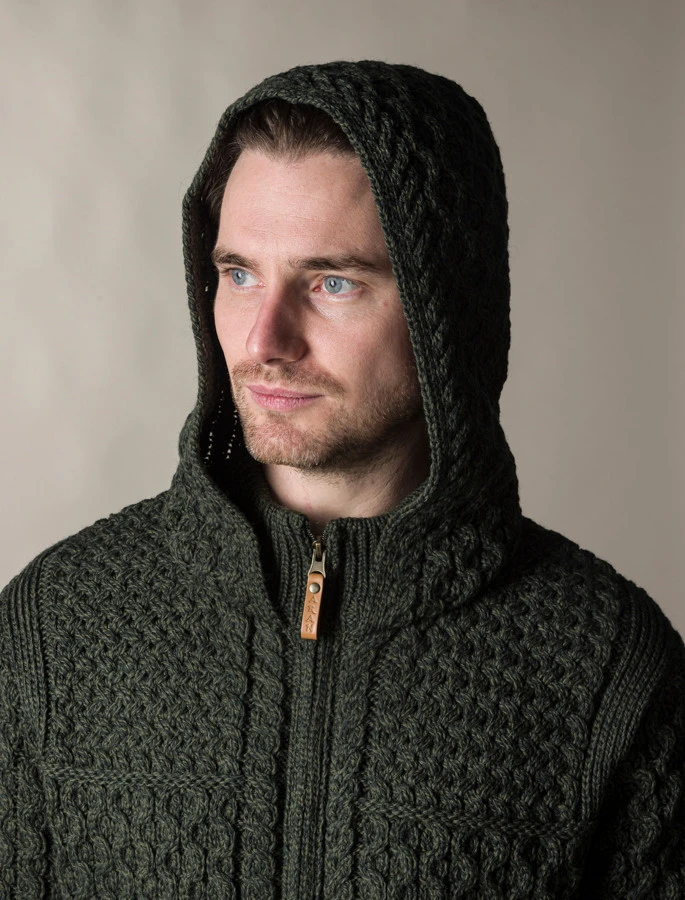 Hooded Merino Aran Jacket - Image 8