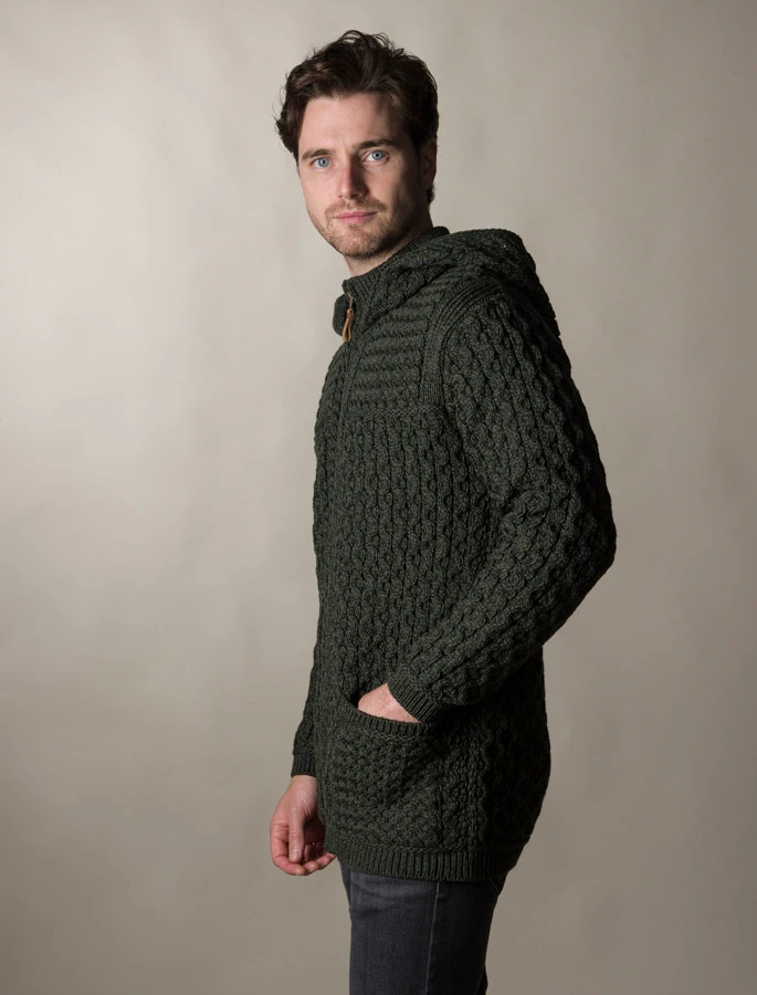Hooded Merino Aran Jacket - Image 15