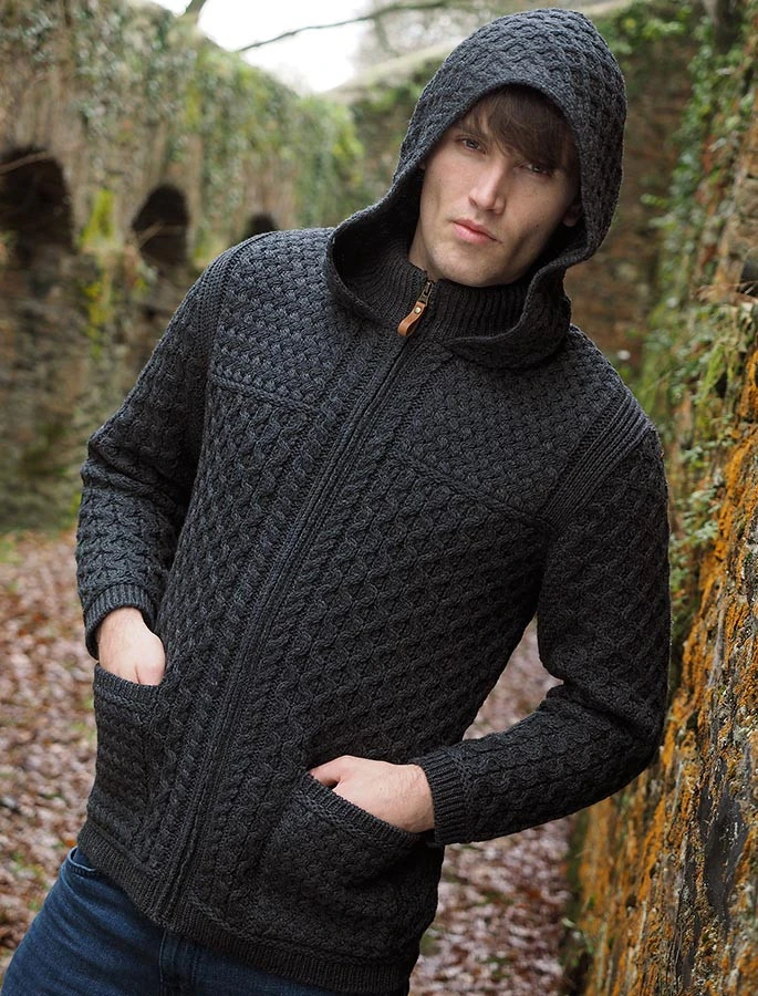 Hooded Merino Aran Jacket - Image 13